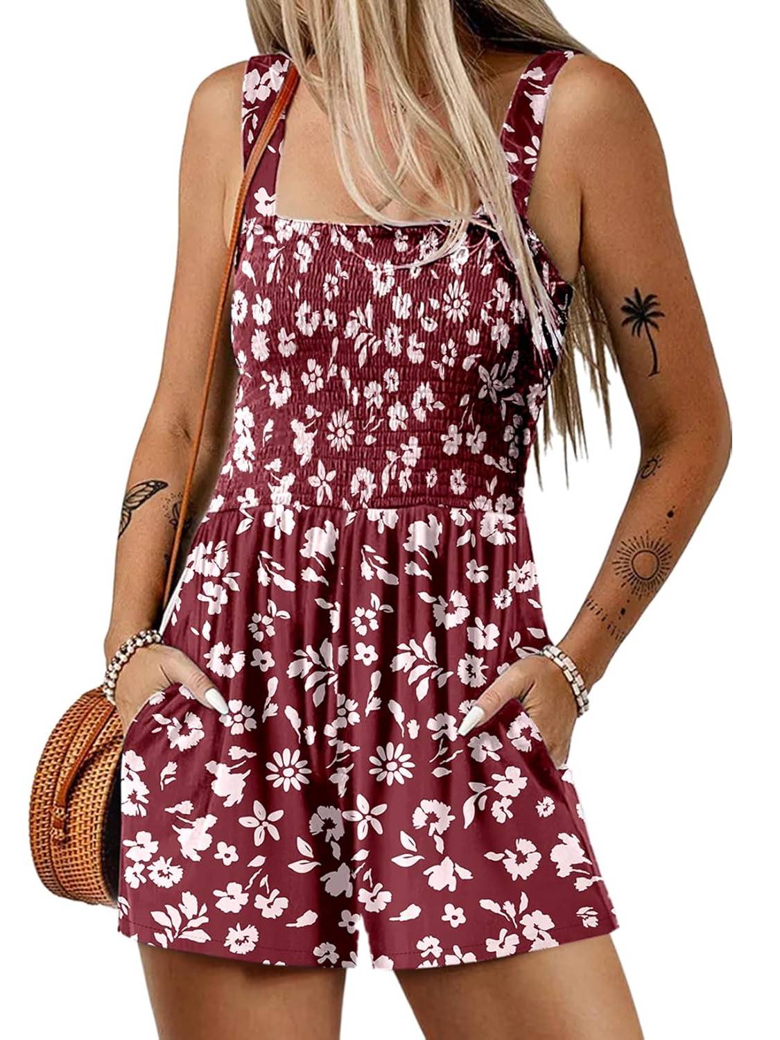 Icone™ SummerRomper: Kvinne Uten Ermer Firkantet Hals Sommer Romper