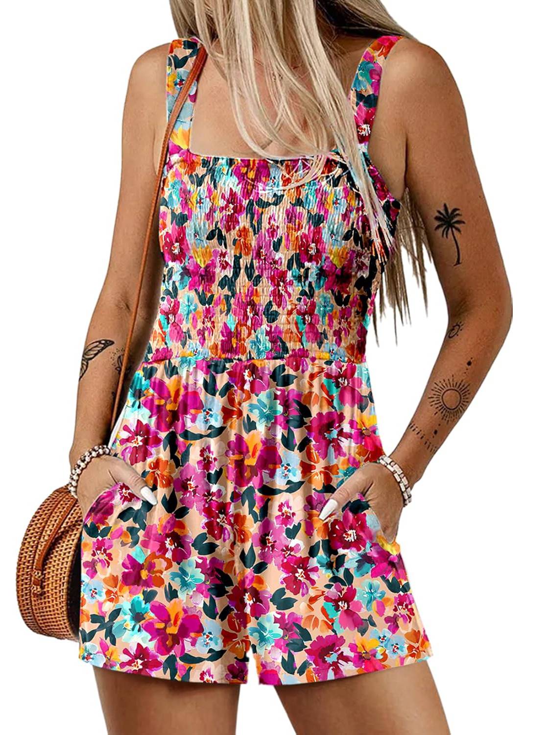 Icone™ SummerRomper: Kvinne Uten Ermer Firkantet Hals Sommer Romper