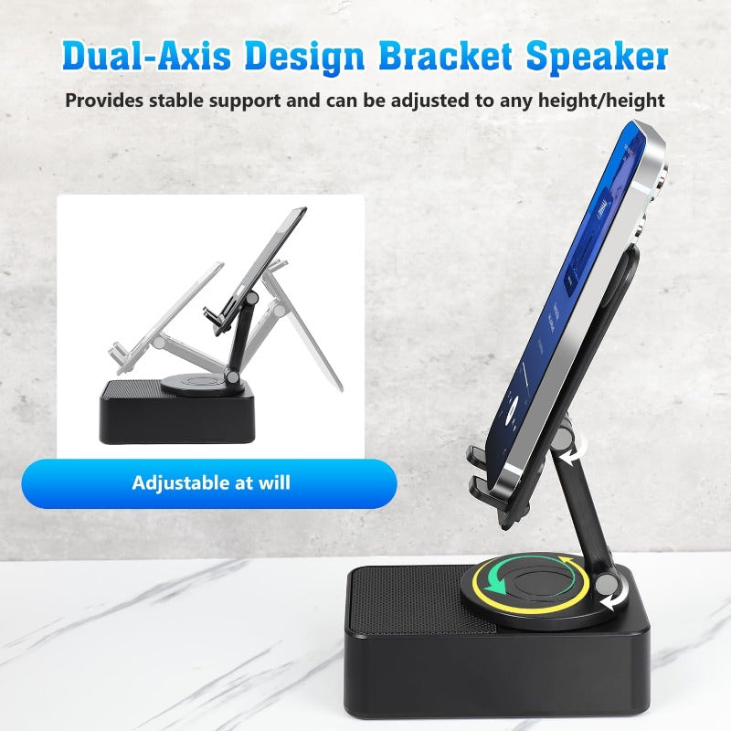 Holder360° PowerSpeaker: 3-I-1 Telefonholder Bluetooth-Høyttaler Og Bærbar Powerbank