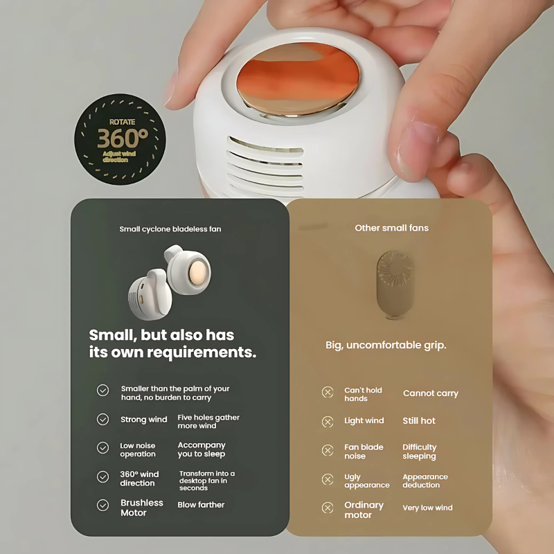 ClipFan - Mini Oppladbar Nakke Og Midje Klips Vifte