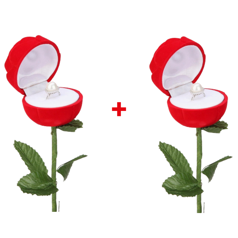 RingBox 1+1 GRATIS: Deluxe Romantisk Rød Rose Ringboks Holder – Norlenka!