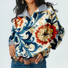 Icone™ FormalBlouse: Stilfull Langermet Unik Print Formell Bluse