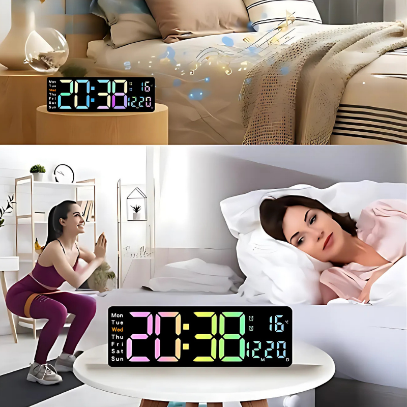 Globetrek° DigitalClock: Stor LED Skjerm Display Digital Klokke