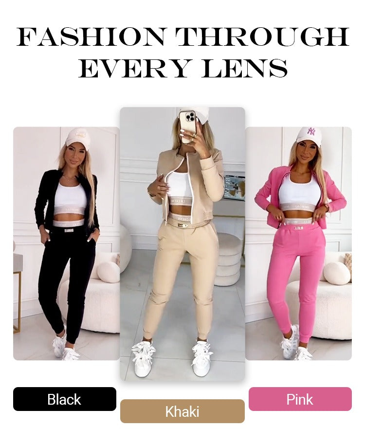Icone™ OutfitSet: Jakke, Tank Top Og Bukser, Casual Antrekk Til Kvinner