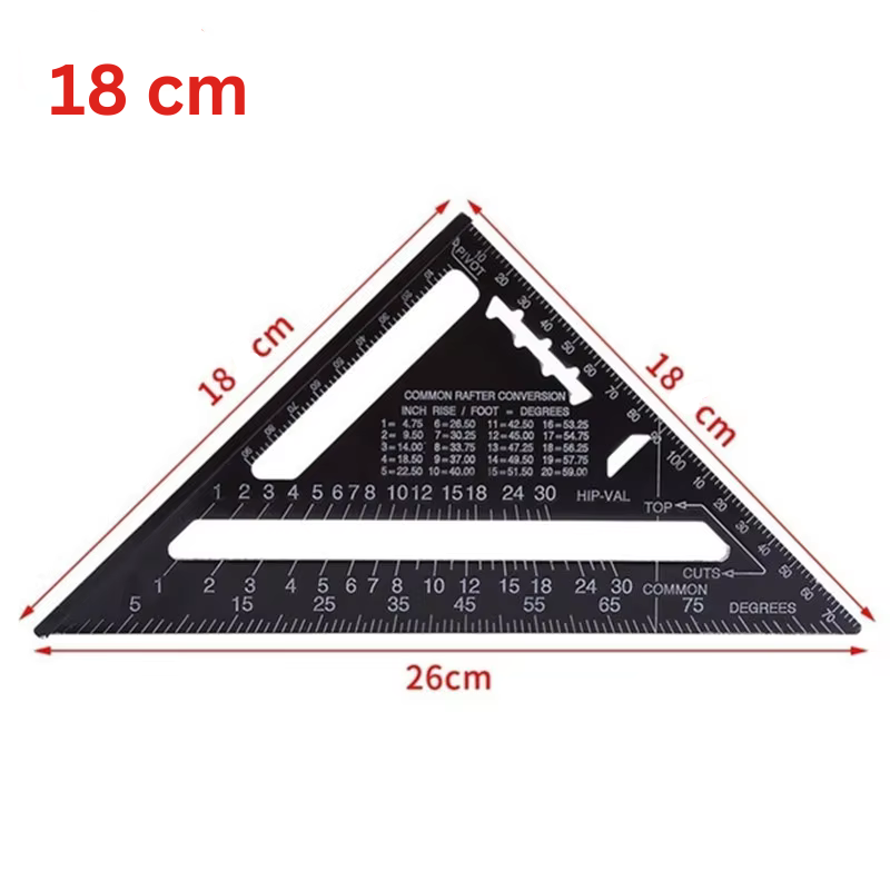 TriangleRuler - Aluminium Legering Triangel Linjal For Trebearbeiding