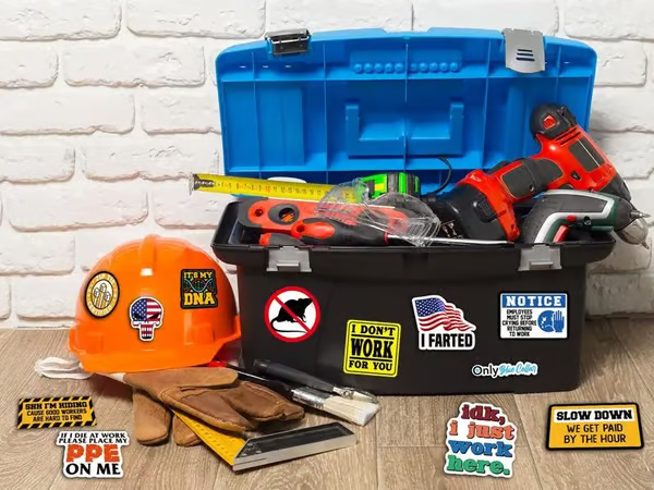 FunnyStickers: Morsom Blå Krage Vanntett Klistremerker Pakke