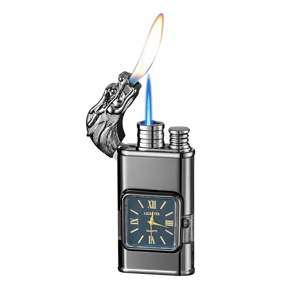 WatchLighter: Vintage Inspirert Multifunksjonell Dobbel Flamme Klokke Lighter