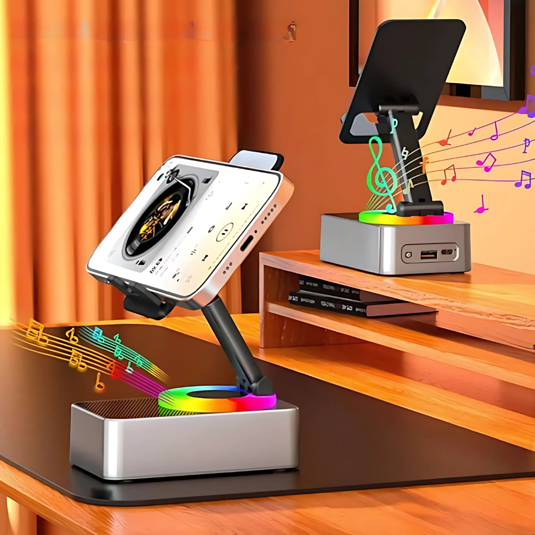 Holder360° PowerSpeaker: 3-I-1 Telefonholder Bluetooth-Høyttaler Og Bærbar Powerbank