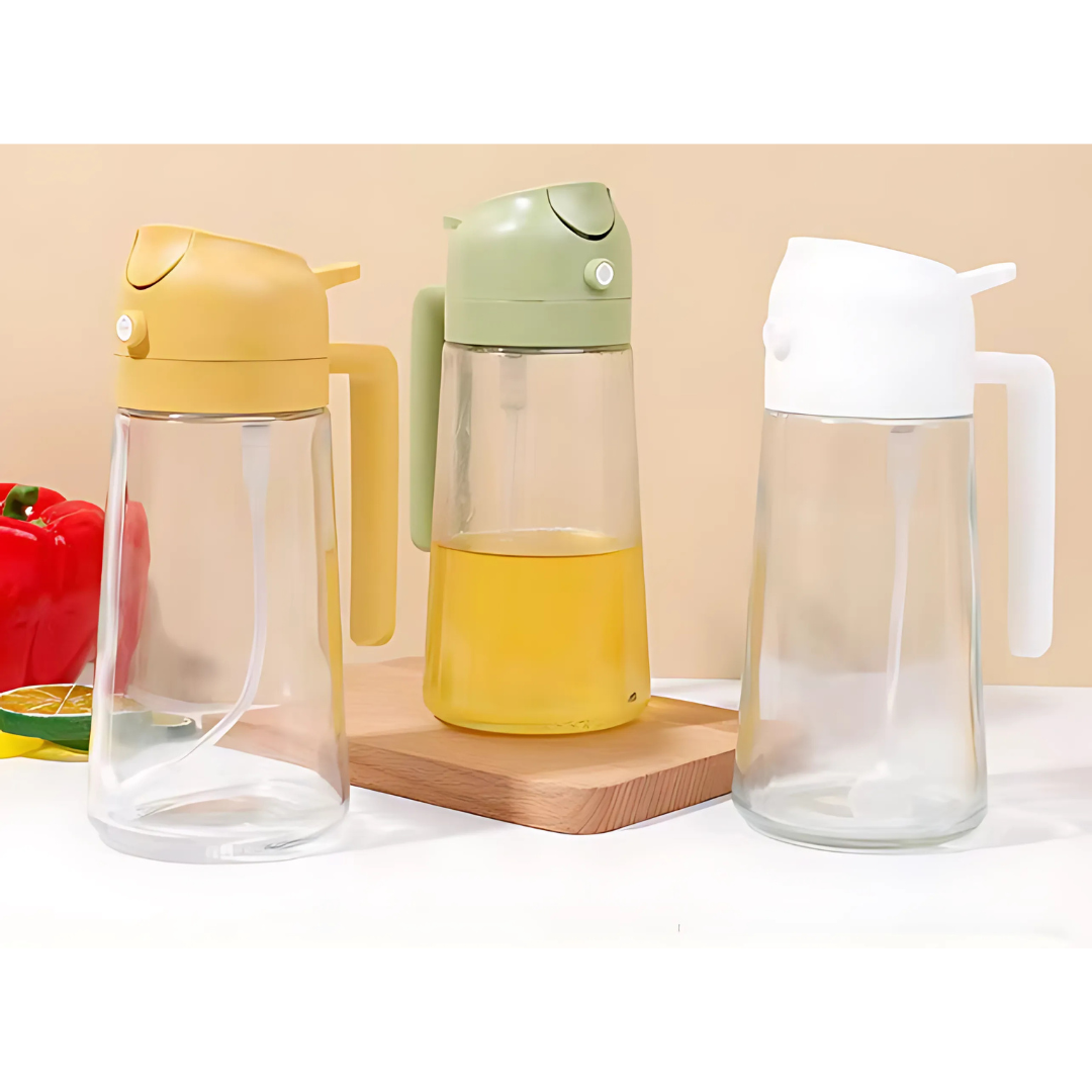 Globetrek° OilDispenser 1+1 GRATIS: 2 I 1 Hell Og Spray Glass Olje Og Væskedispenser