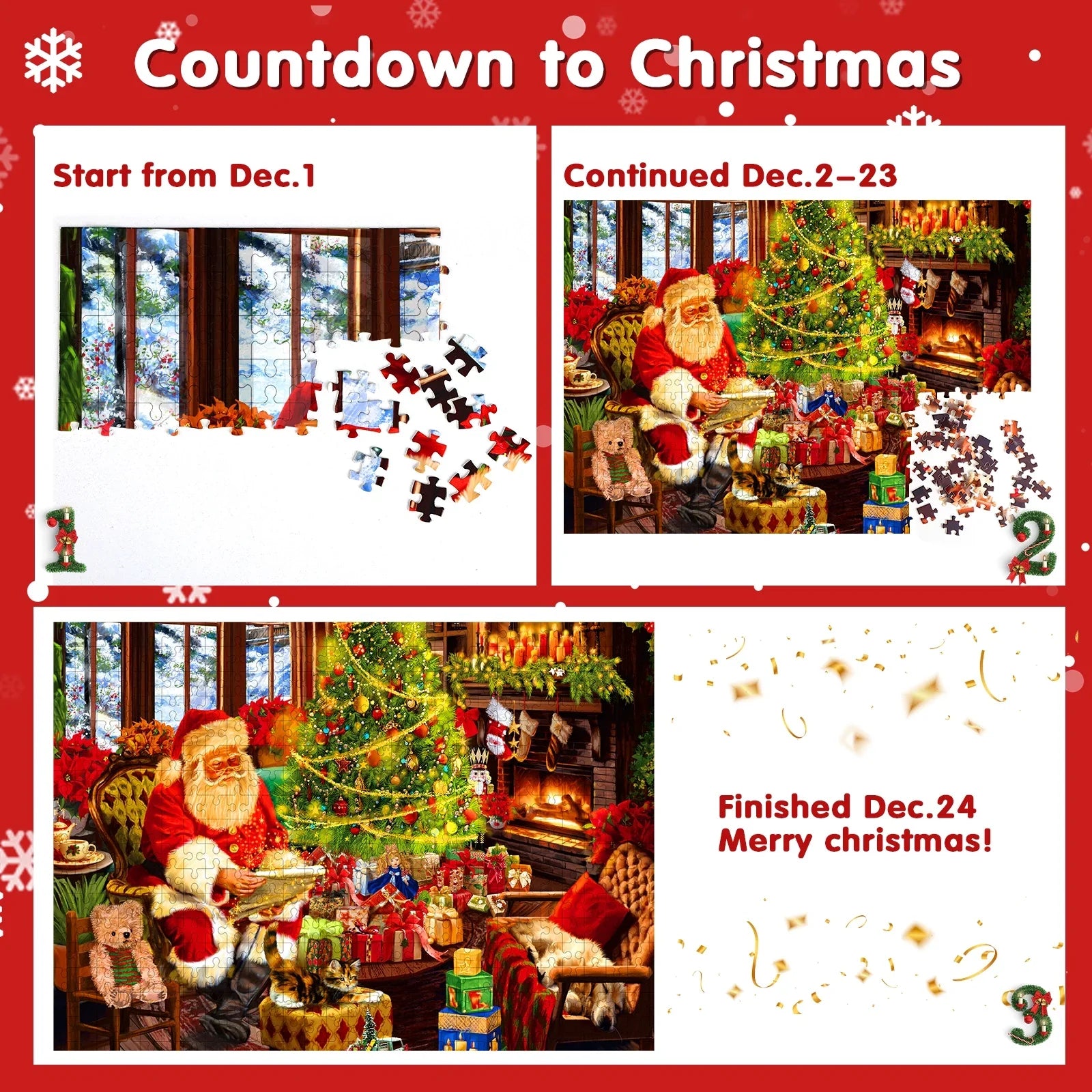 PuzzleAdvent - 24 Jigsaw Puslespill Adventskalender Kalender (Tilfeldig Design)