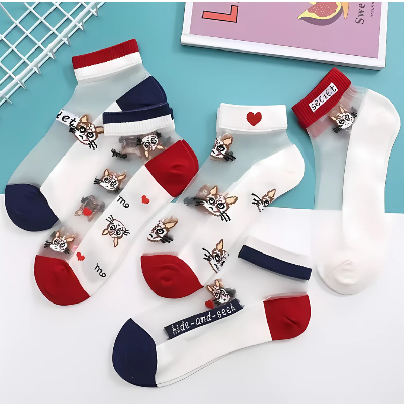 Happy™ MeshSocks: Pustende Komfortabelt Gøy Design Mesh Ankelsokker