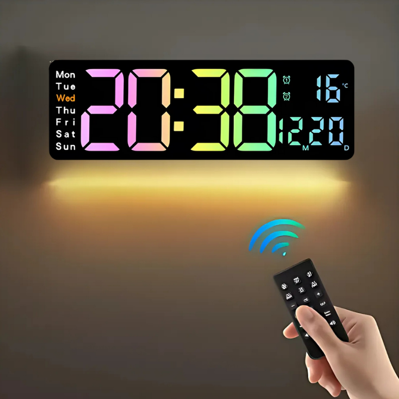 Globetrek° DigitalClock: Stor LED Skjerm Display Digital Klokke