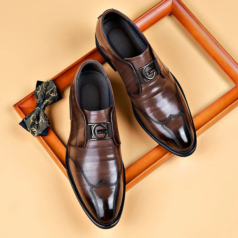 Happy™ ClassyShoes: Luksus Herre Skinn Formelle Spisse Oxford Stilig Sko