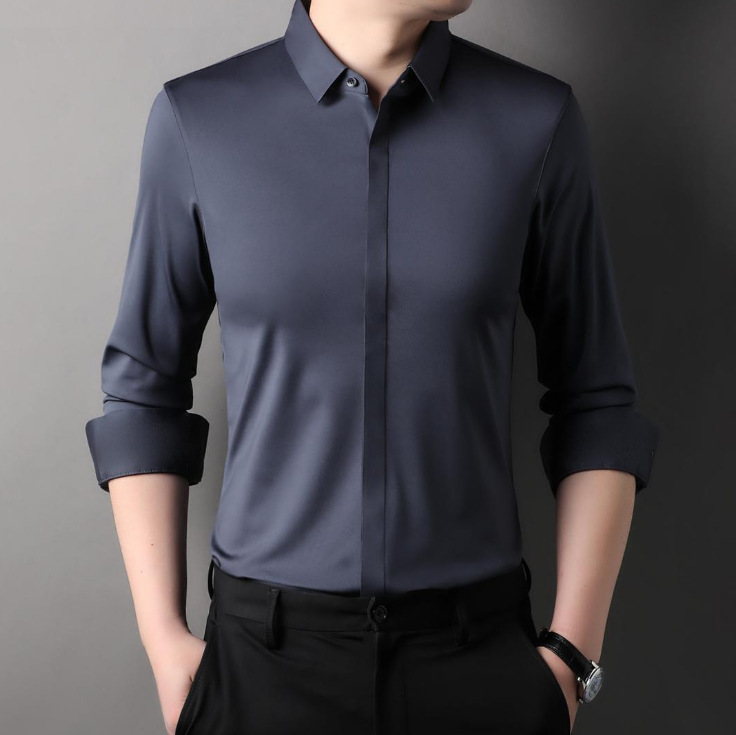 Icone™ StretchLongsleeve: Herre Rynkefri Stretch Langermet