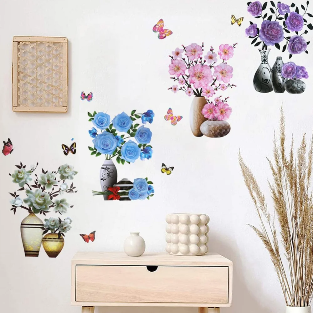 FloralSticker 2+2 GRATIS: Elegant Hus Dekor Selvklebende Blomster Klistremerker
