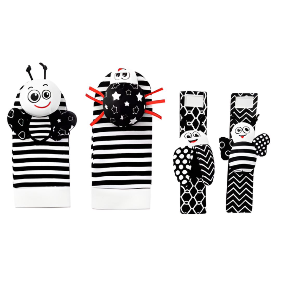 Kletshuts™ RattleToy 1+1 GRATIS: Myke Dyr Baby Håndledd Og Fot Sokker Rangle Leke Sett
