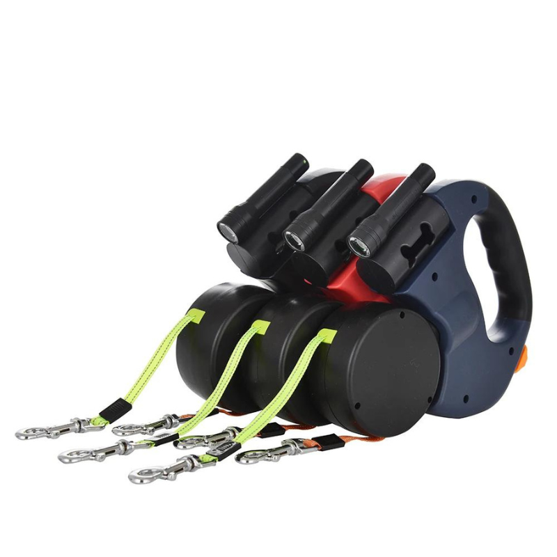 DogFri™ DoubleLeash: LED-Lys Dobbel Hode Uttrekkbart Hundebånd