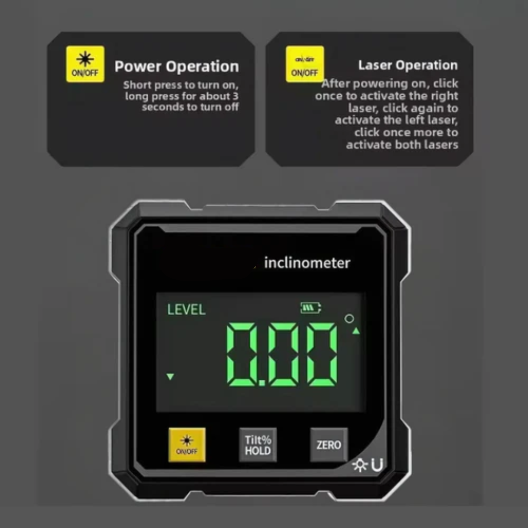 Globetrek° DigitalInclinometer: Digital Magnetisk Sider Laser Inklinometer