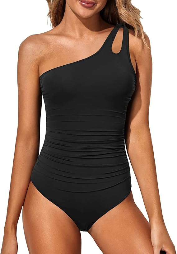 Icone™ StylishSwimsuit: Sidestropp En Skulder Stil Kurve Passform Badedrakt
