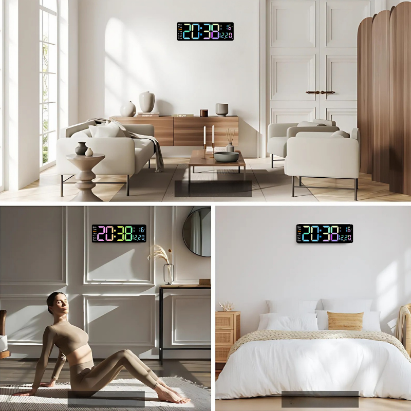Globetrek° DigitalClock: Stor LED Skjerm Display Digital Klokke