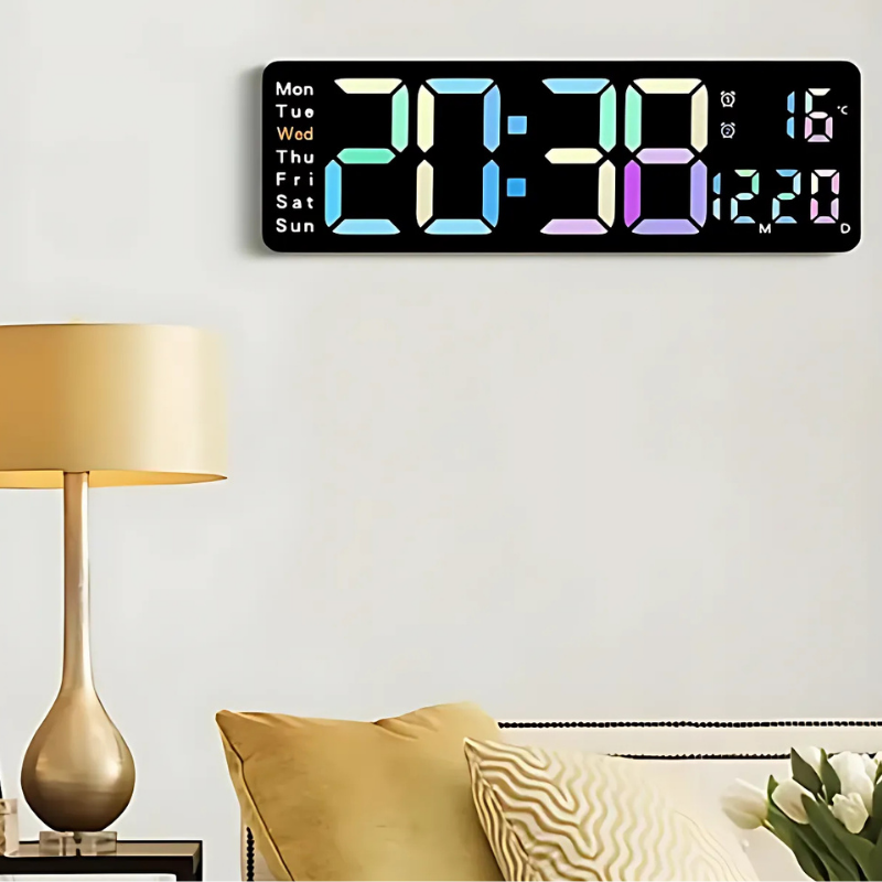 Globetrek° DigitalClock: Stor LED Skjerm Display Digital Klokke