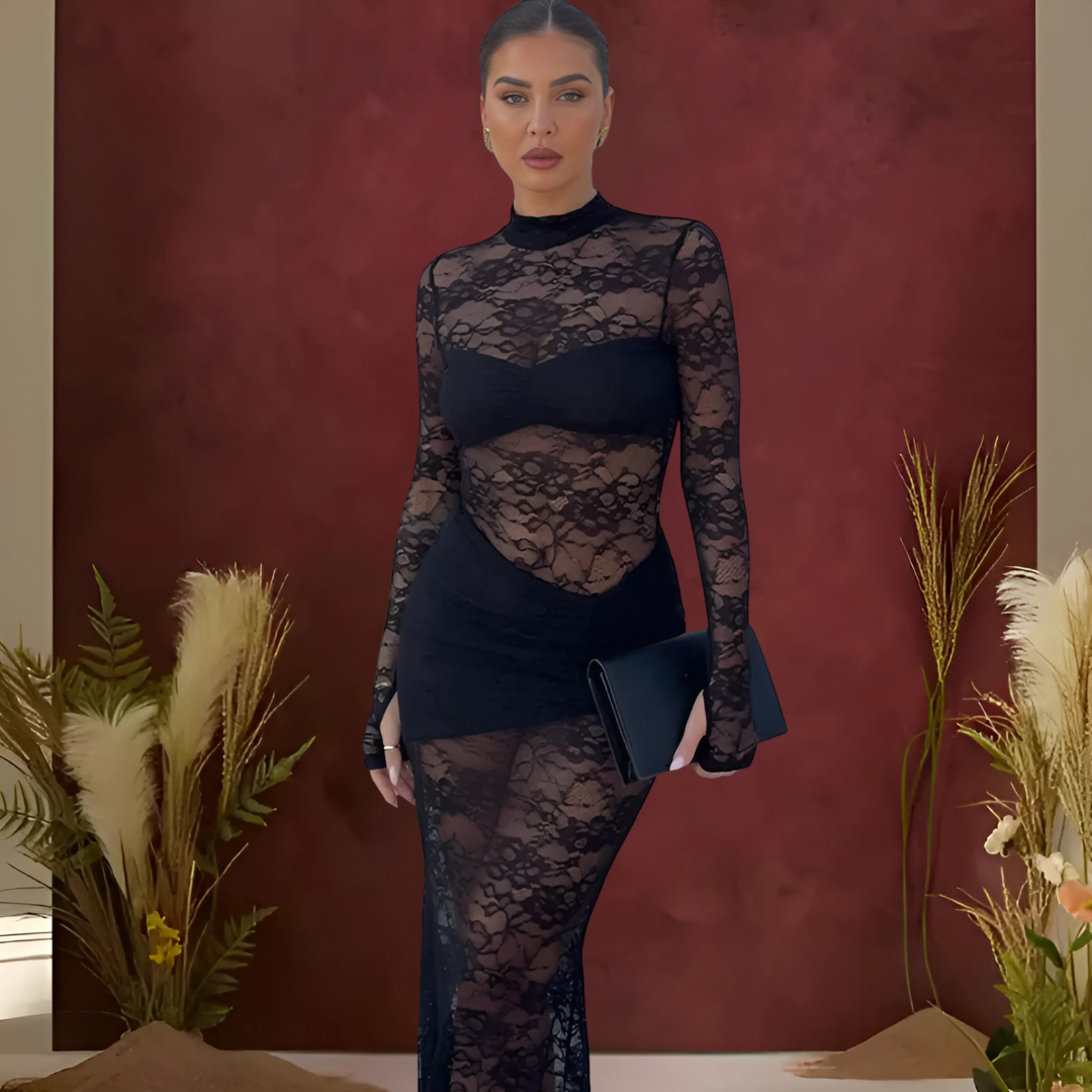 Icone™ LaceDress: Sexy Passform Komfortabel Rund Hals Blonderkjole