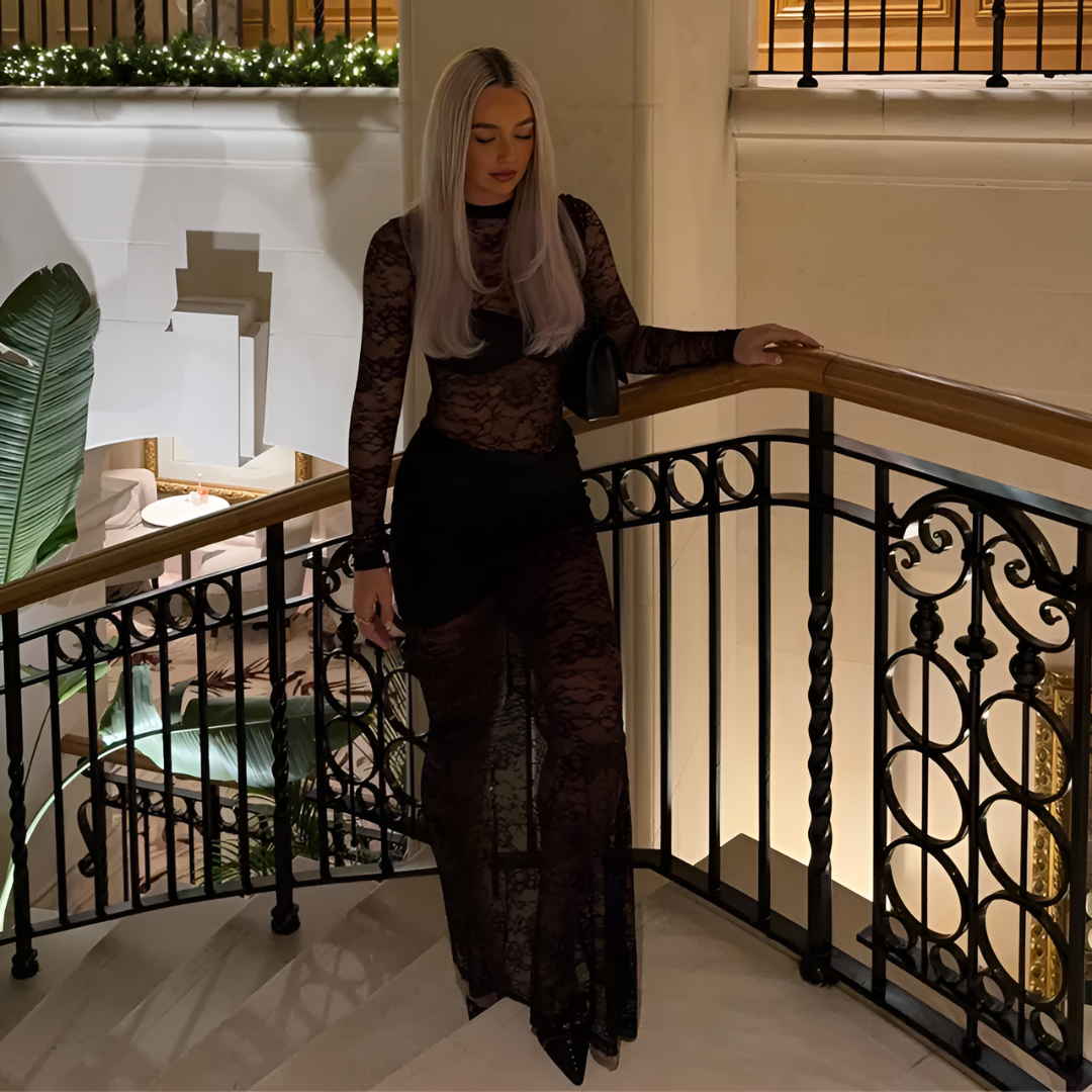 Icone™ LaceDress: Sexy Passform Komfortabel Rund Hals Blonderkjole