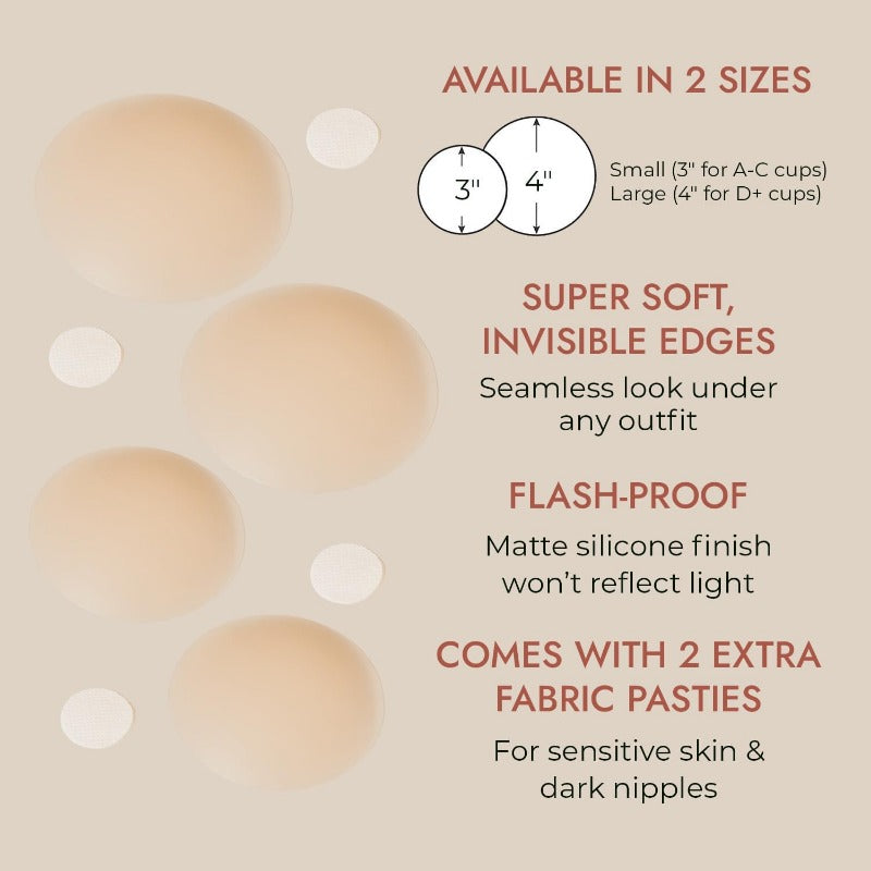 Icone™ NippleCover 1+1 GRATIS: Tynne, Matte Silikon Klebende Brystvorteovertrekk