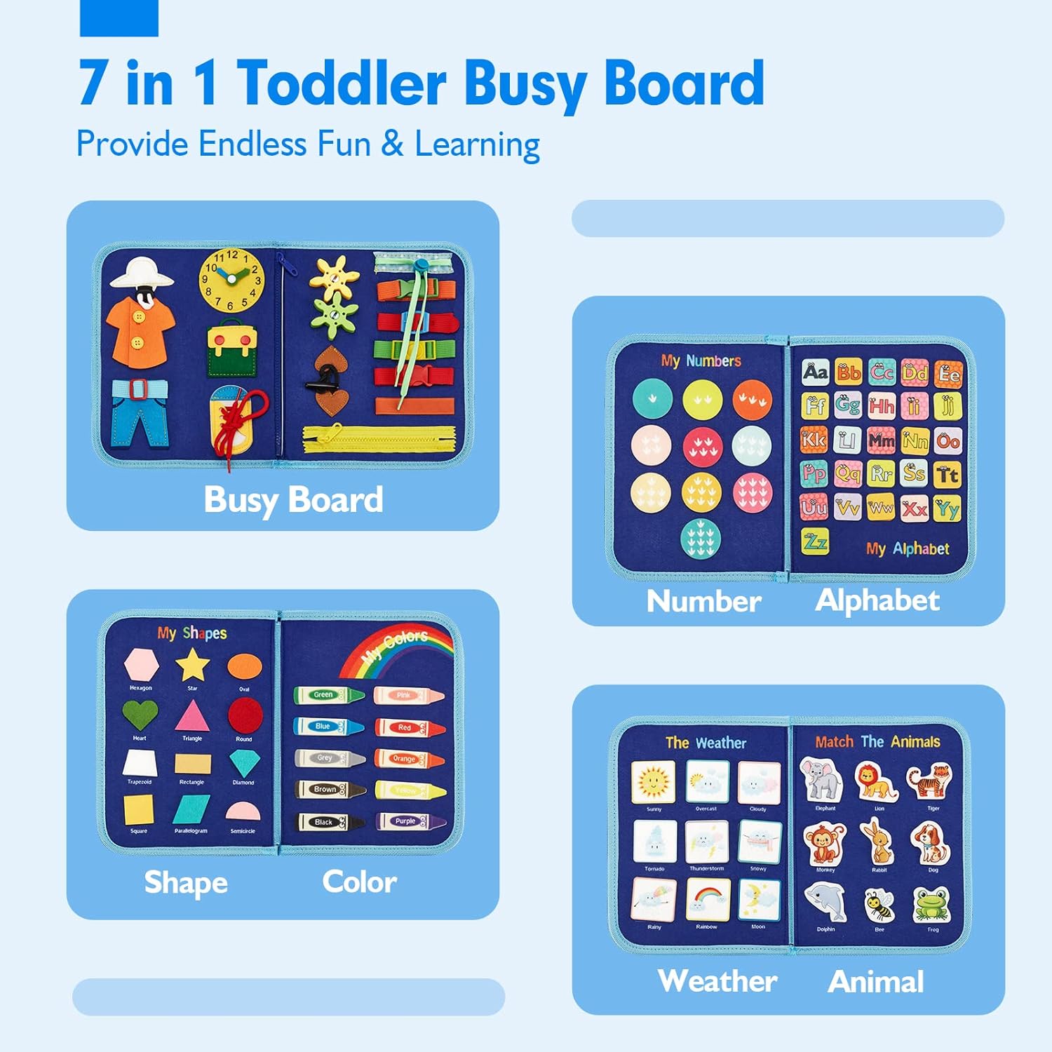 Kletshuts™ BusyBoard: Sensorisk Fin Motorikk Ferdigheter Montessori Pedagogisk Busy Board