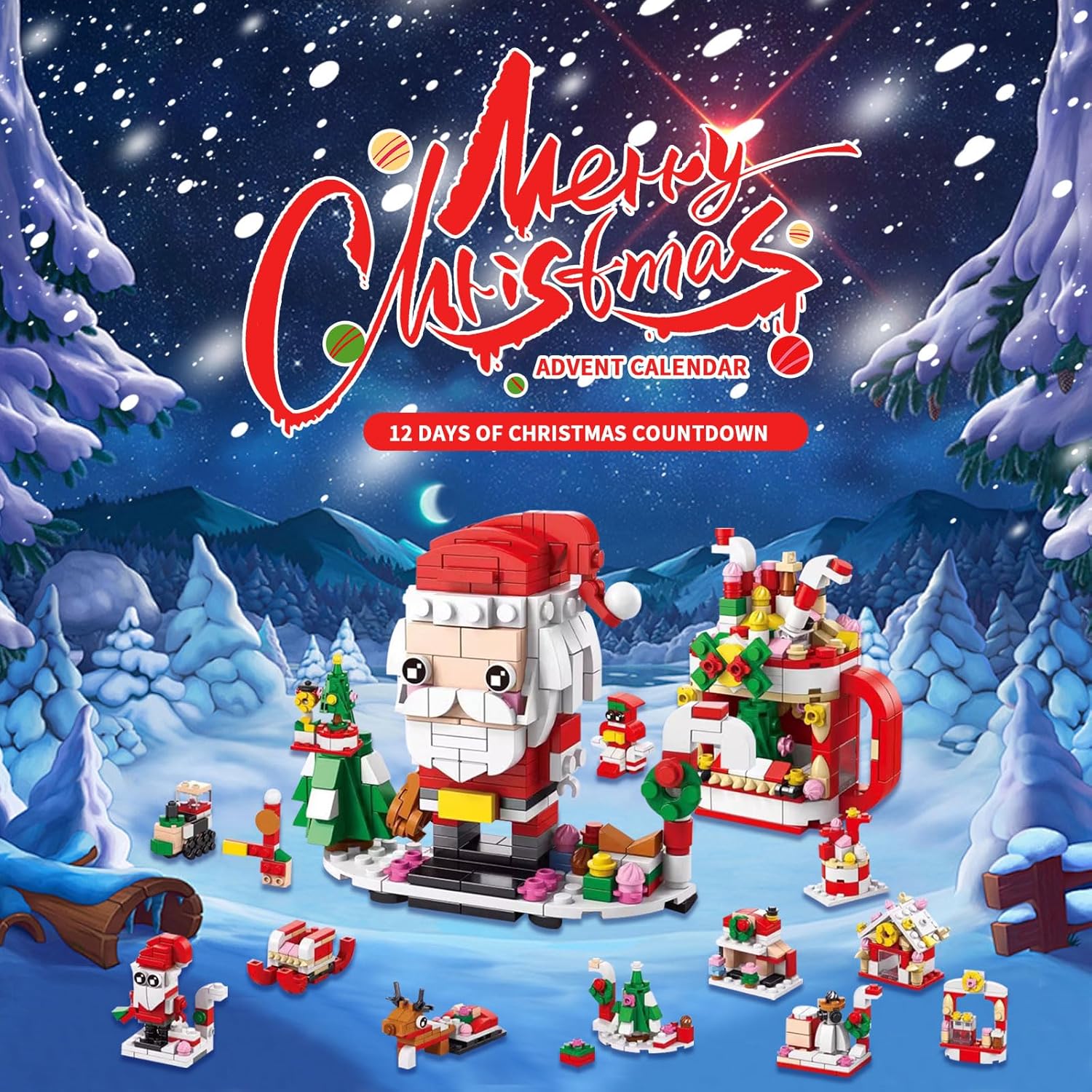 ChristmasBlocks: Jule Advents Kalender Bygge Klosser Sett