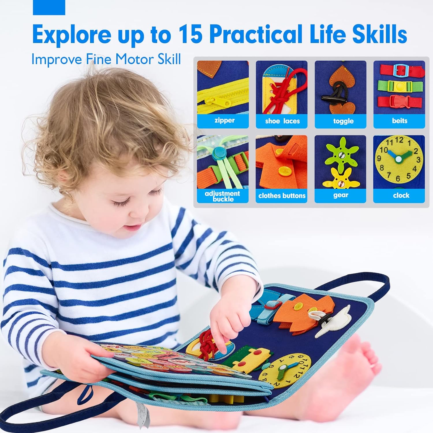 Kletshuts™ BusyBoard: Sensorisk Fin Motorikk Ferdigheter Montessori Pedagogisk Busy Board
