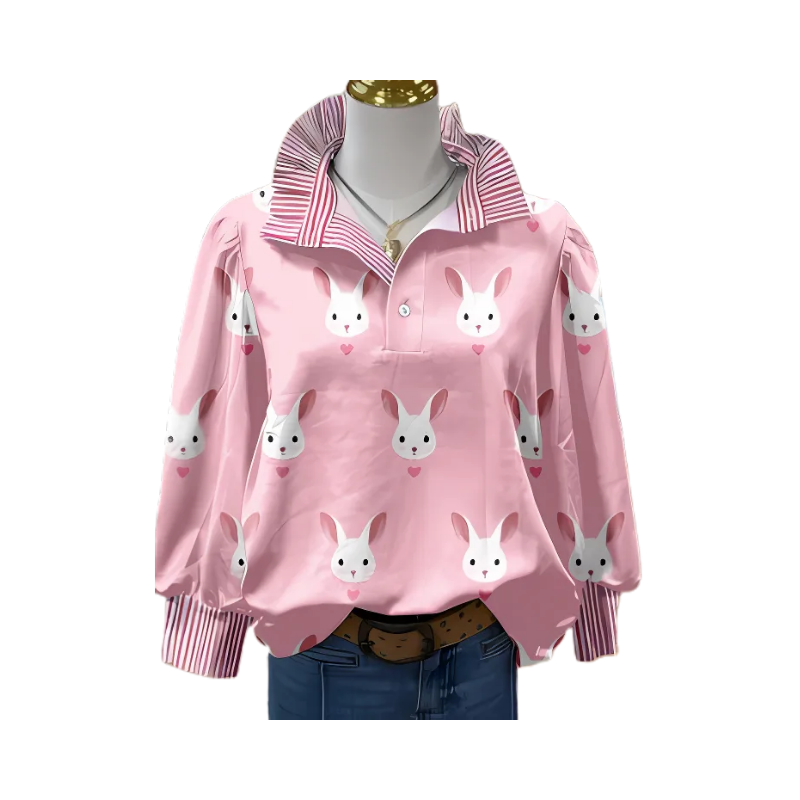 Icone™ FormalBlouse: Stilfull Langermet Unik Print Formell Bluse