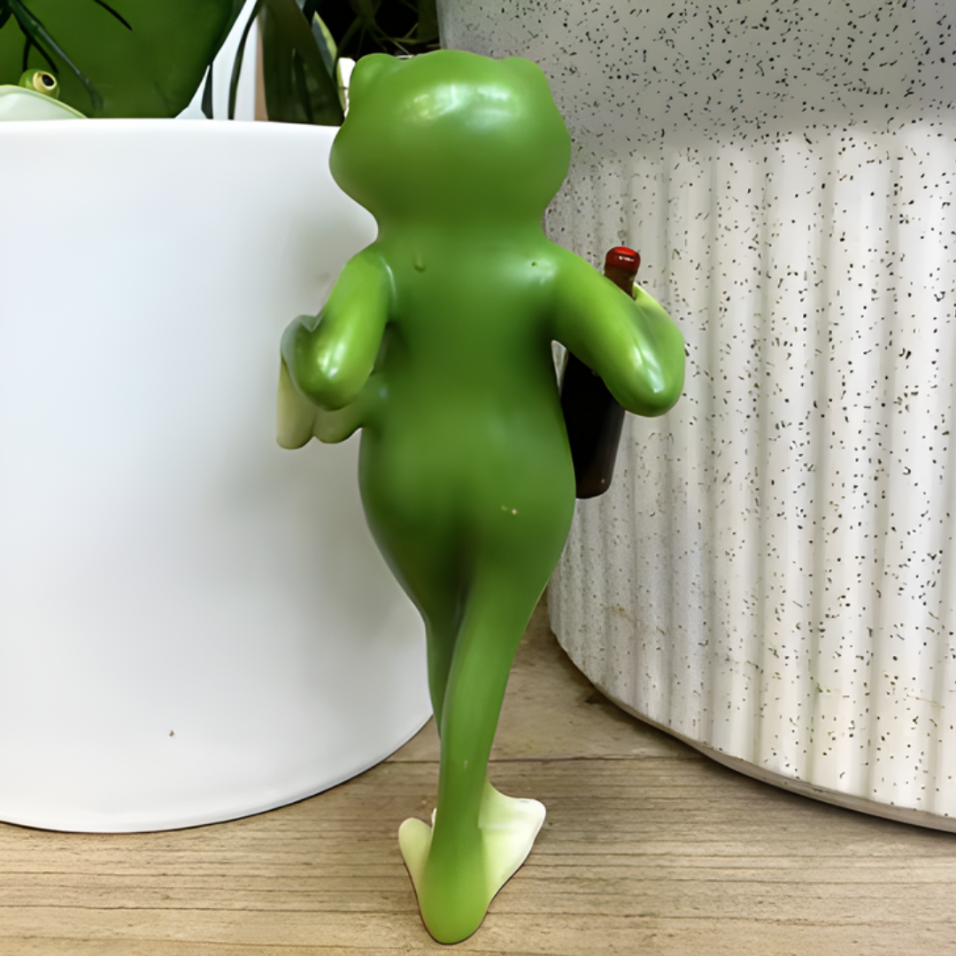 GardenOrnament: Søt Frosk Dekorasjon Hengende Gryte Kant Hage Ornament