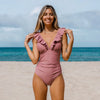 Icone™ ElegantSwimsuit: Elegant Plissert Design Med V-Hals Mage-Kontroll Badedrakt