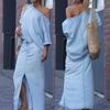 Icone™ FashionSet: Stilig Off-Shoulder Topp Og Denimskjørt