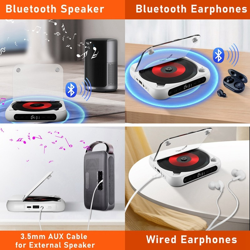 CDPlayer: Bærbar Bluetooth Og Kablet CD-Spiller