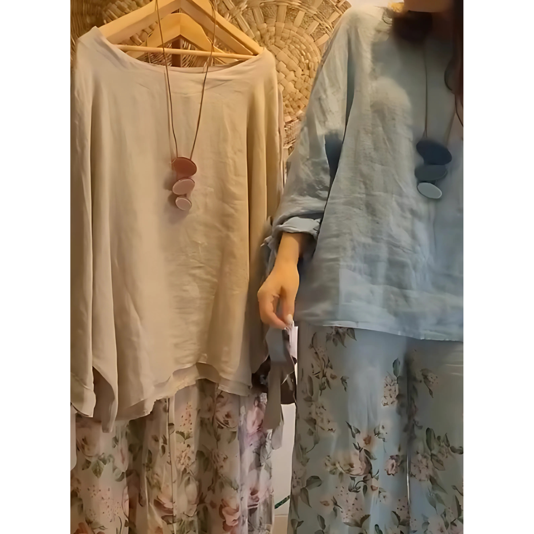 Icone™ LooseSet: Løs Langermet Bluse Og Blomstret Bukser Sett For Kvinner
