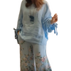Icone™ LooseSet: Løs Langermet Bluse Og Blomstret Bukser Sett For Kvinner