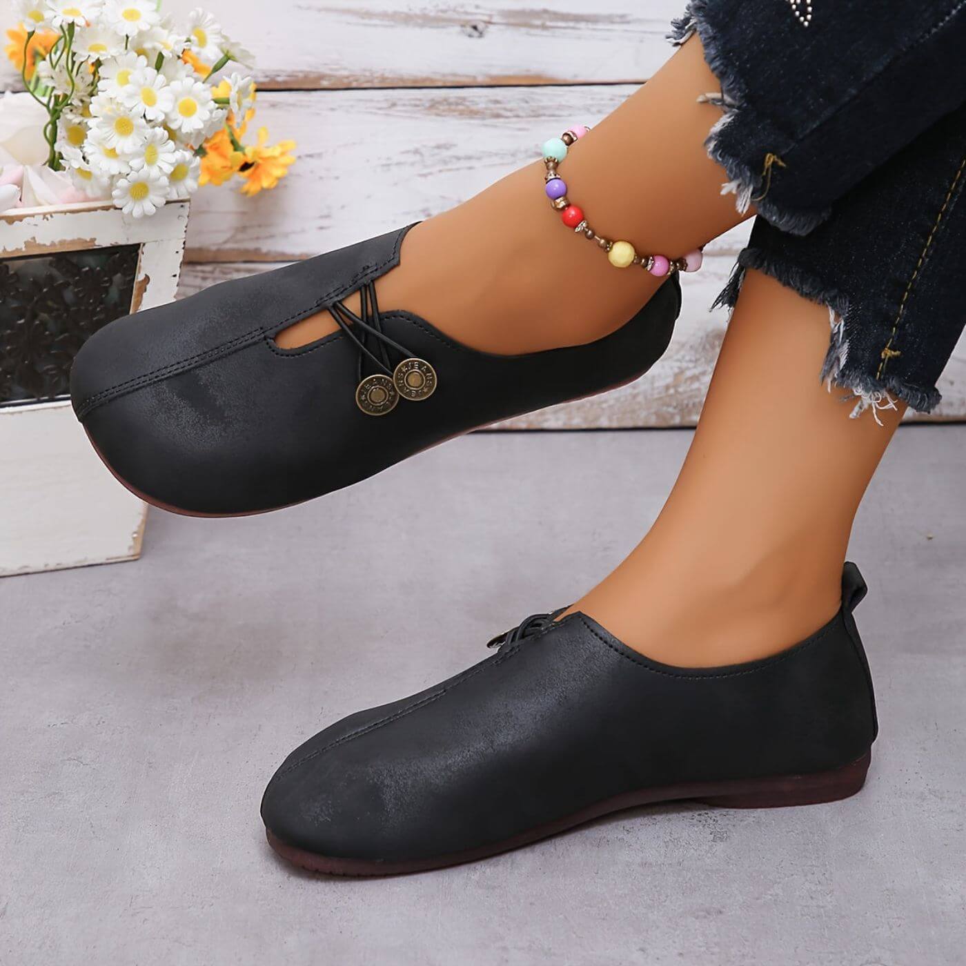 Happy™ CozyStep: Fleksibel Passform Rund Tå Slip-On Komfortable Sko