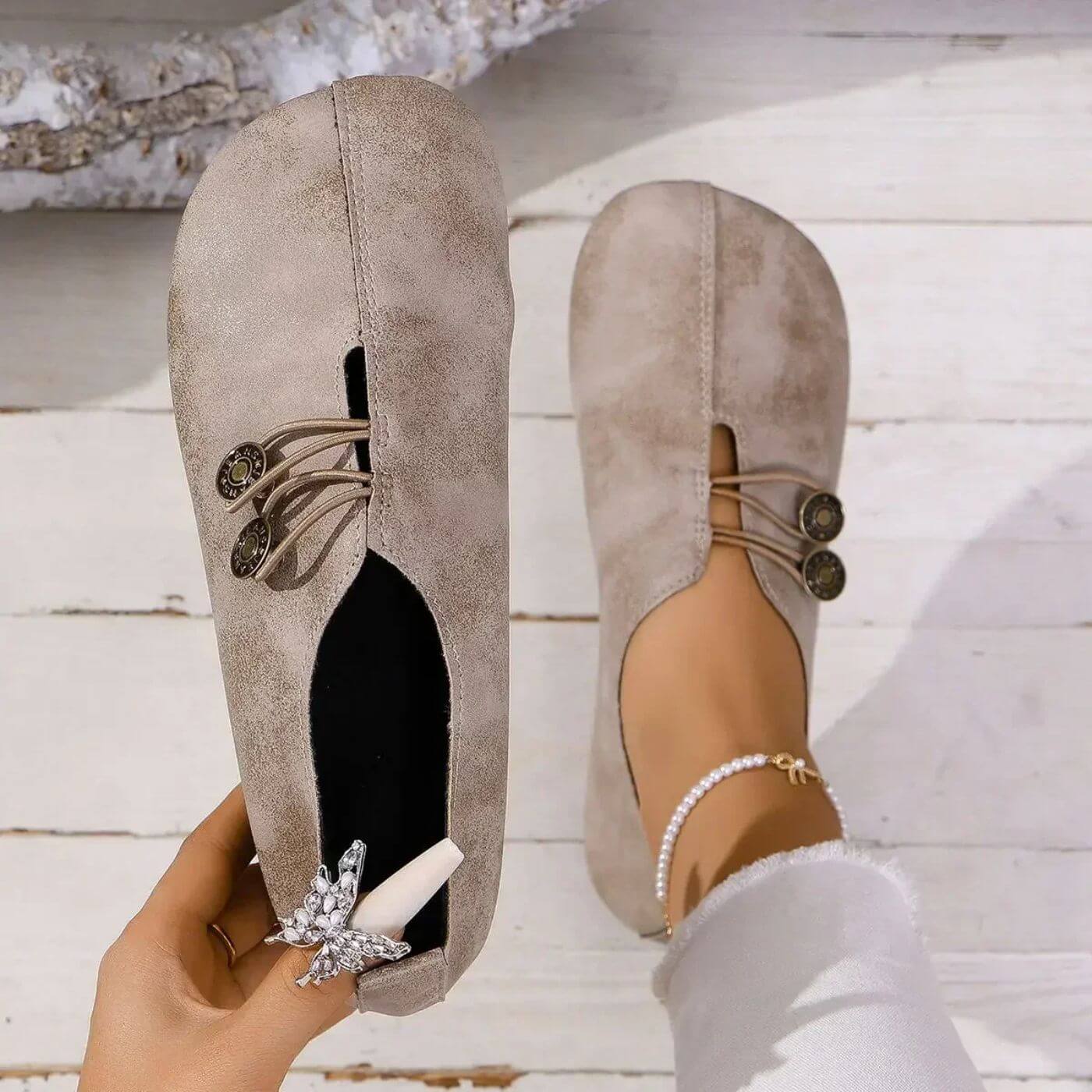 Happy™ CozyStep: Fleksibel Passform Rund Tå Slip-On Komfortable Sko