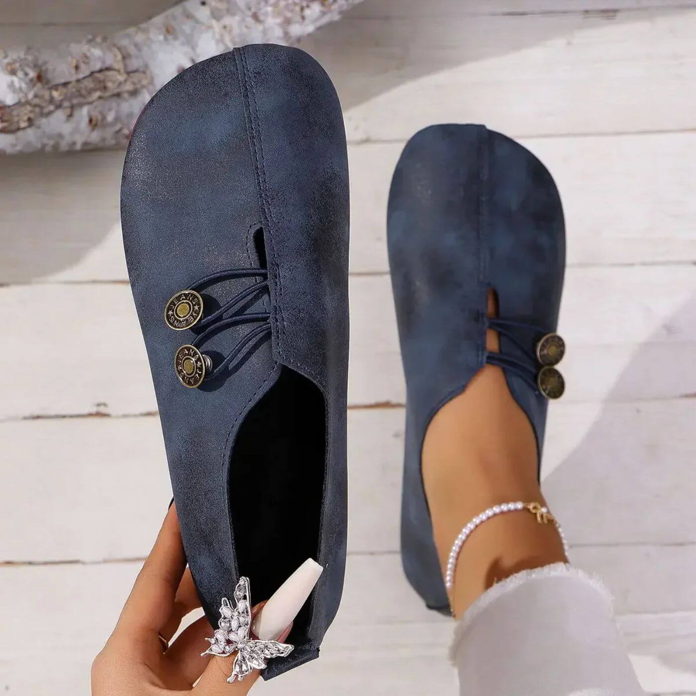 Happy™ CozyStep: Fleksibel Passform Rund Tå Slip-On Komfortable Sko