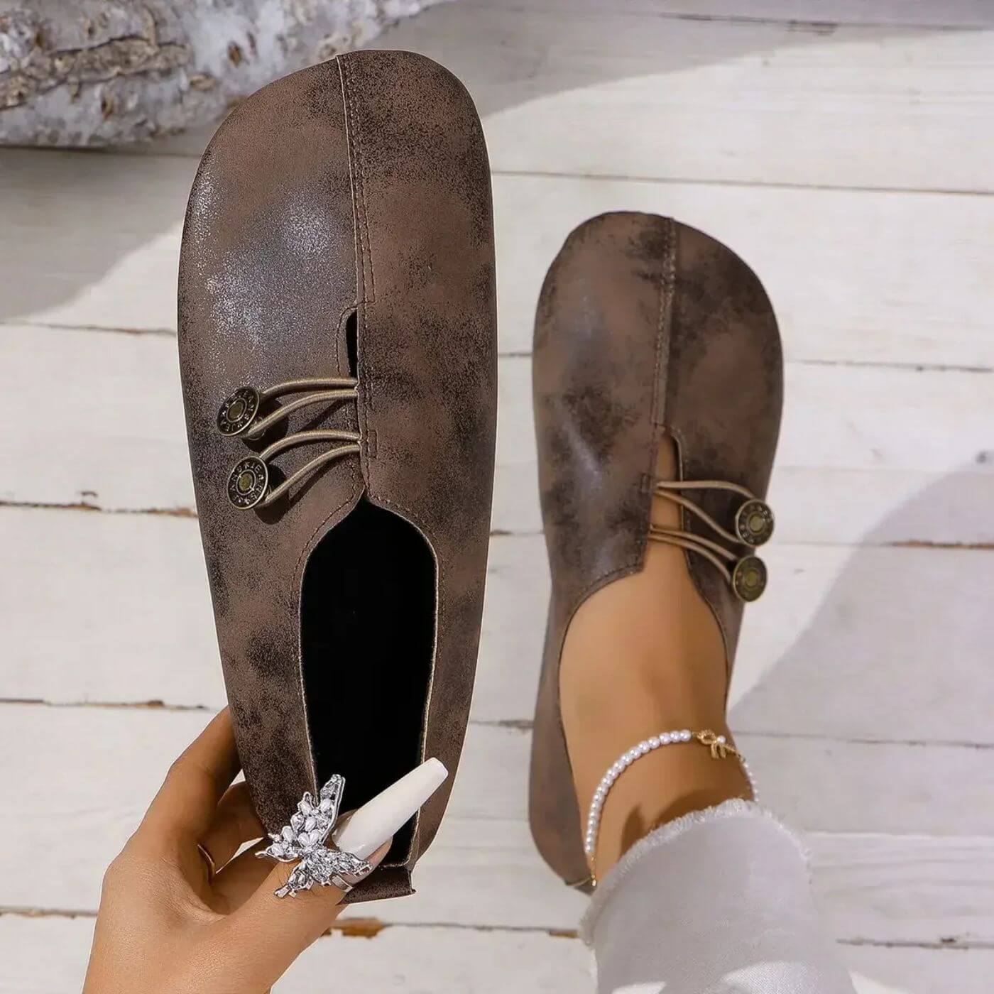 Happy™ CozyStep: Fleksibel Passform Rund Tå Slip-On Komfortable Sko