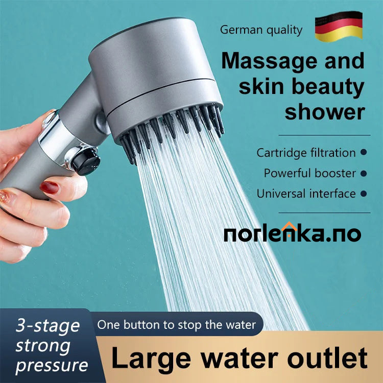 Borhe® Shower - 4 i 1 Massasje Og Hudpleie Multifunksjonelt Dusjhode