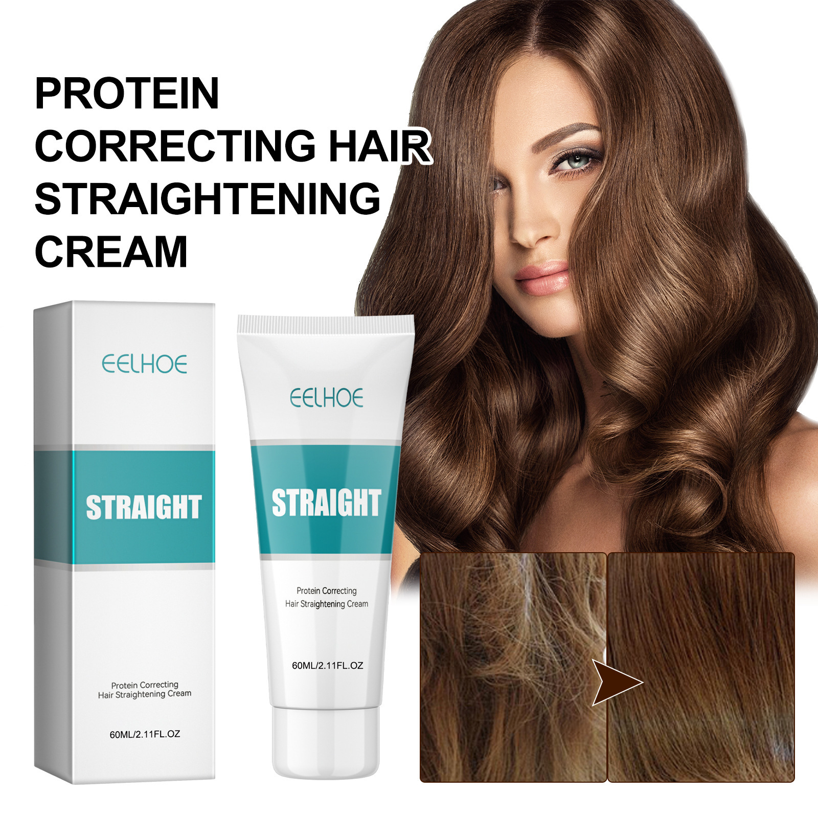 Rose® ShineStraight 1+1 GRATIS: Frizz-Fri Glans Og Rett Hårkrem