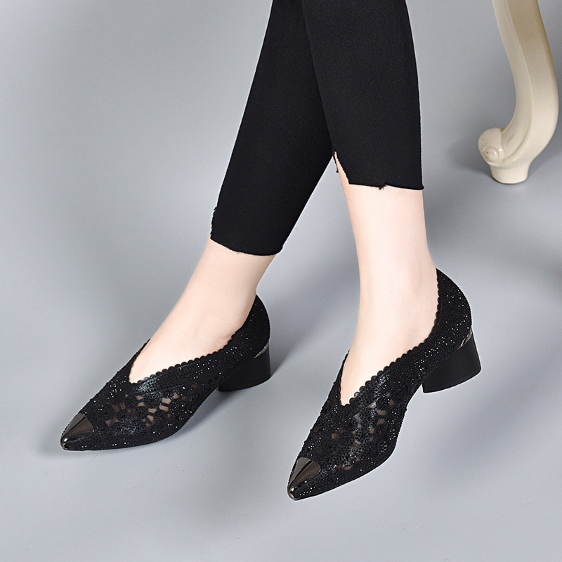 Happy™ GlimmerShoes: Mesh Hæler Sko Med Krystall Aksenter