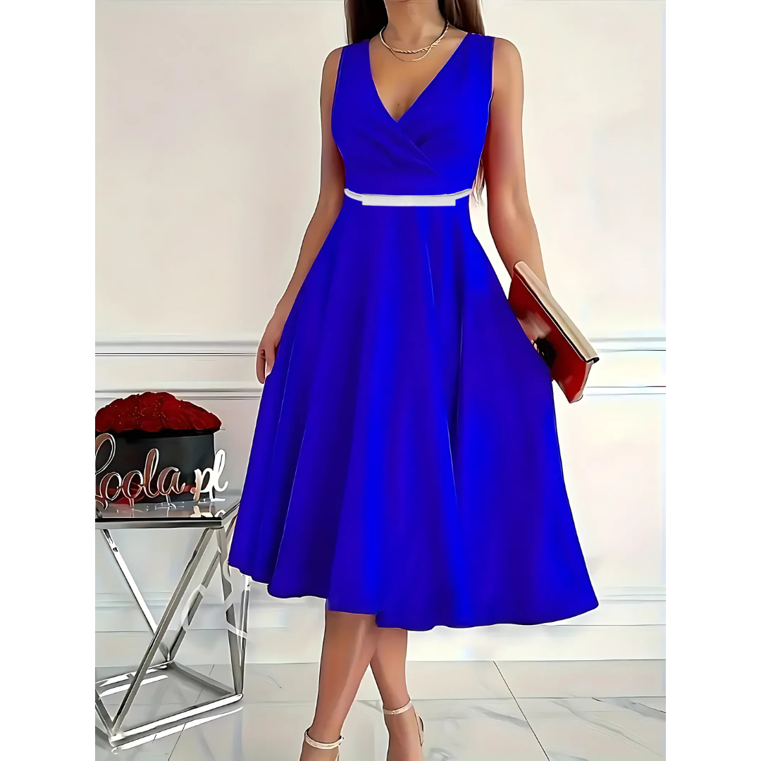 Icone™ ElegantDress: V-hals Elegant Damekjole Med Belte
