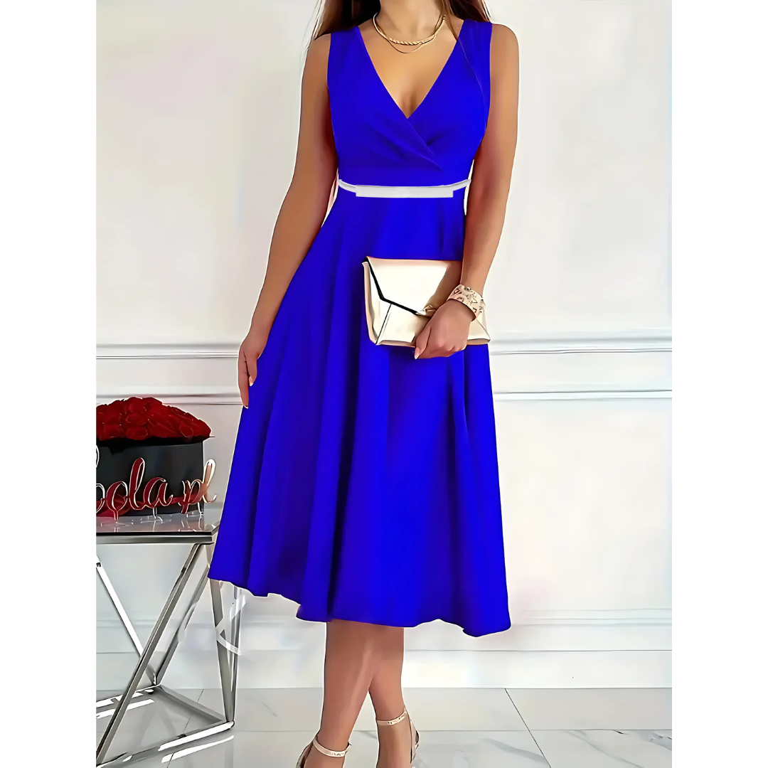 Icone™ ElegantDress: V-hals Elegant Damekjole Med Belte