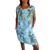 Icone™ CasualDress: Natur Print Rund Hals Casual Kjole