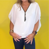 Icone™ LooseBlouse: Komfortabel V-Hals Med Glidelås Løs Bluse For Kvinner