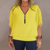 Icone™ LooseBlouse: Komfortabel V-Hals Med Glidelås Løs Bluse For Kvinner